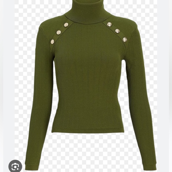 “Express” army green, turtleneck sweater; size small; NWOT - Picture 3 of 6